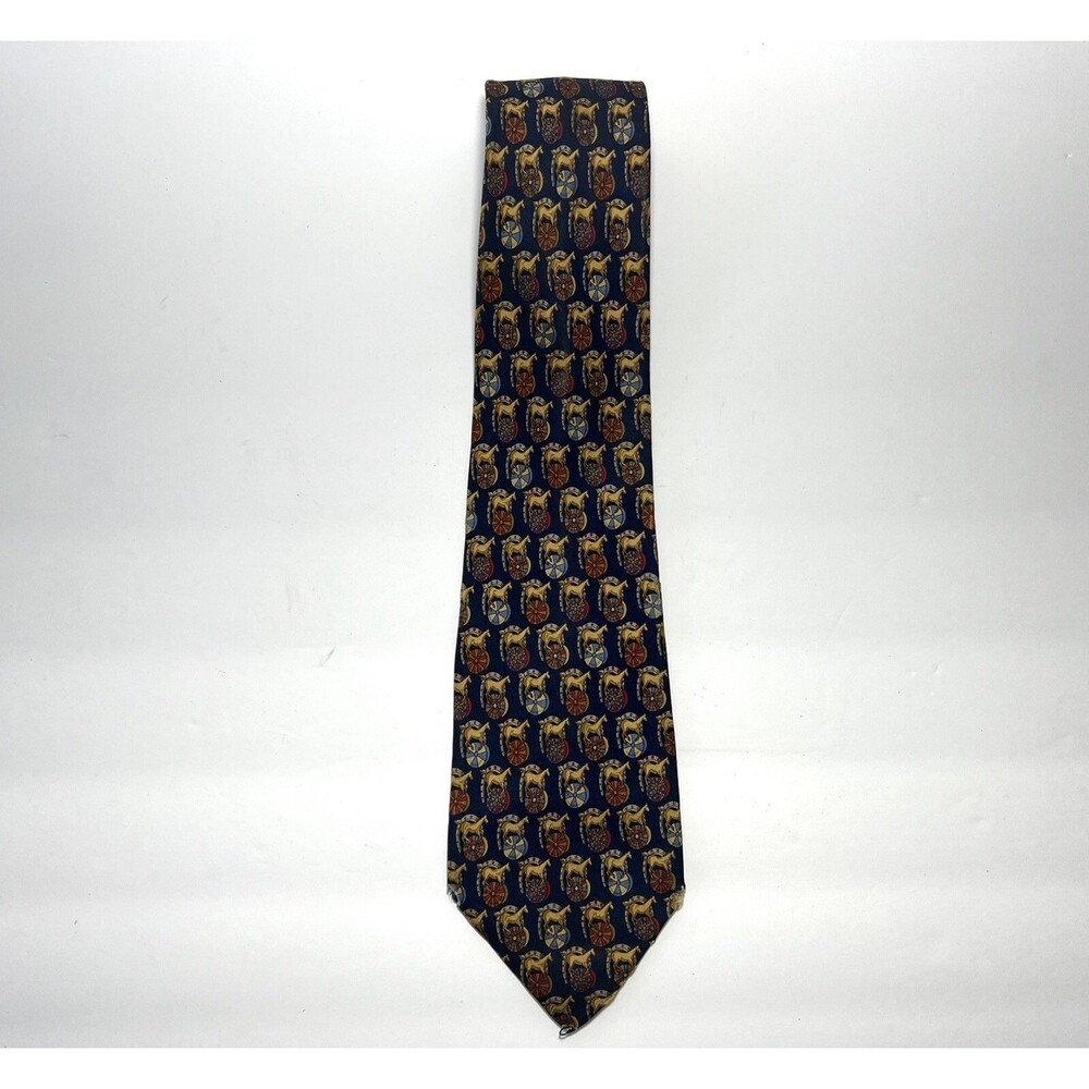 SALVATORE FERRAGAMO BLUE TIE 100% SILK Horse PRINT 60''/3.5''